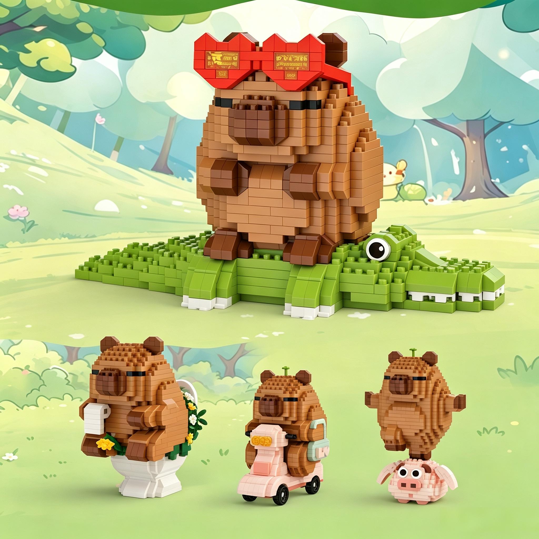 Kids Toys Under £5 - Микро-конструктор «Капибара»: фигурка, мини-кирпичики, STEM-игрушка, 5
